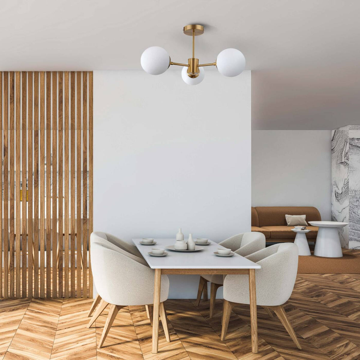 Lampa wisząca Roma 3, złota z białymi kloszami, 3x40W E14