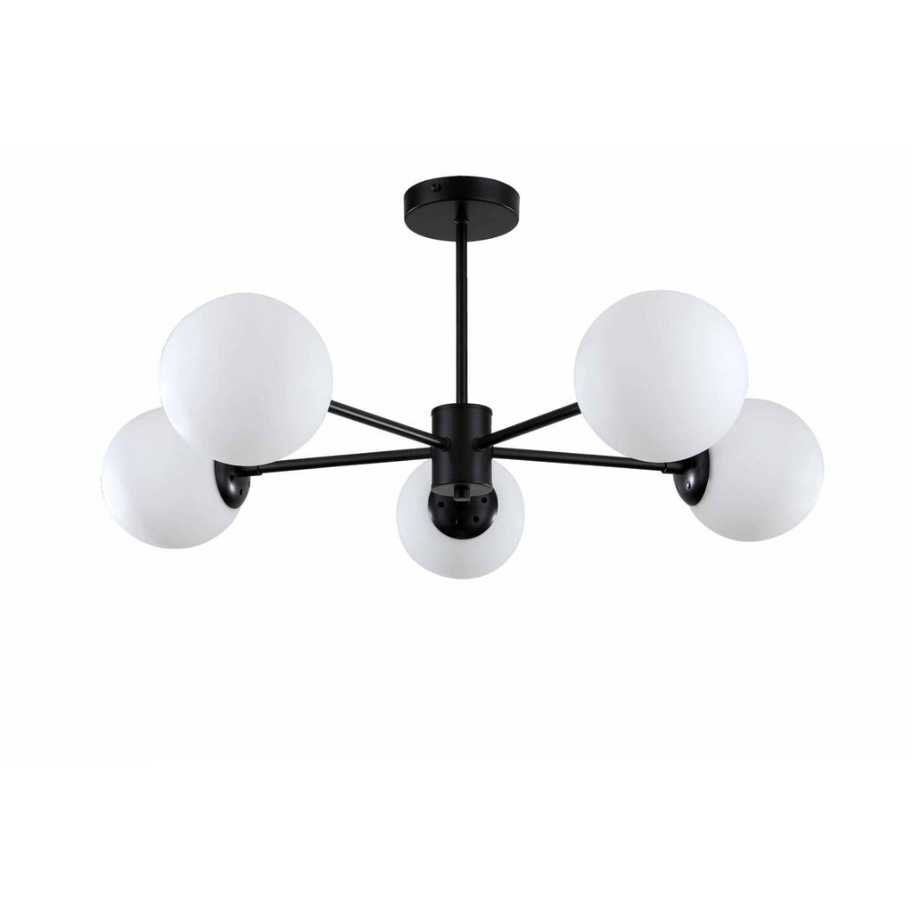 Lampa wisząca Roma 5, czarna z białymi kloszami, 5x40W E14
