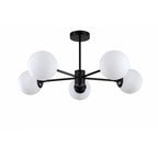 Lampa wisząca Roma 5, czarna z białymi kloszami, 5x40W E14
