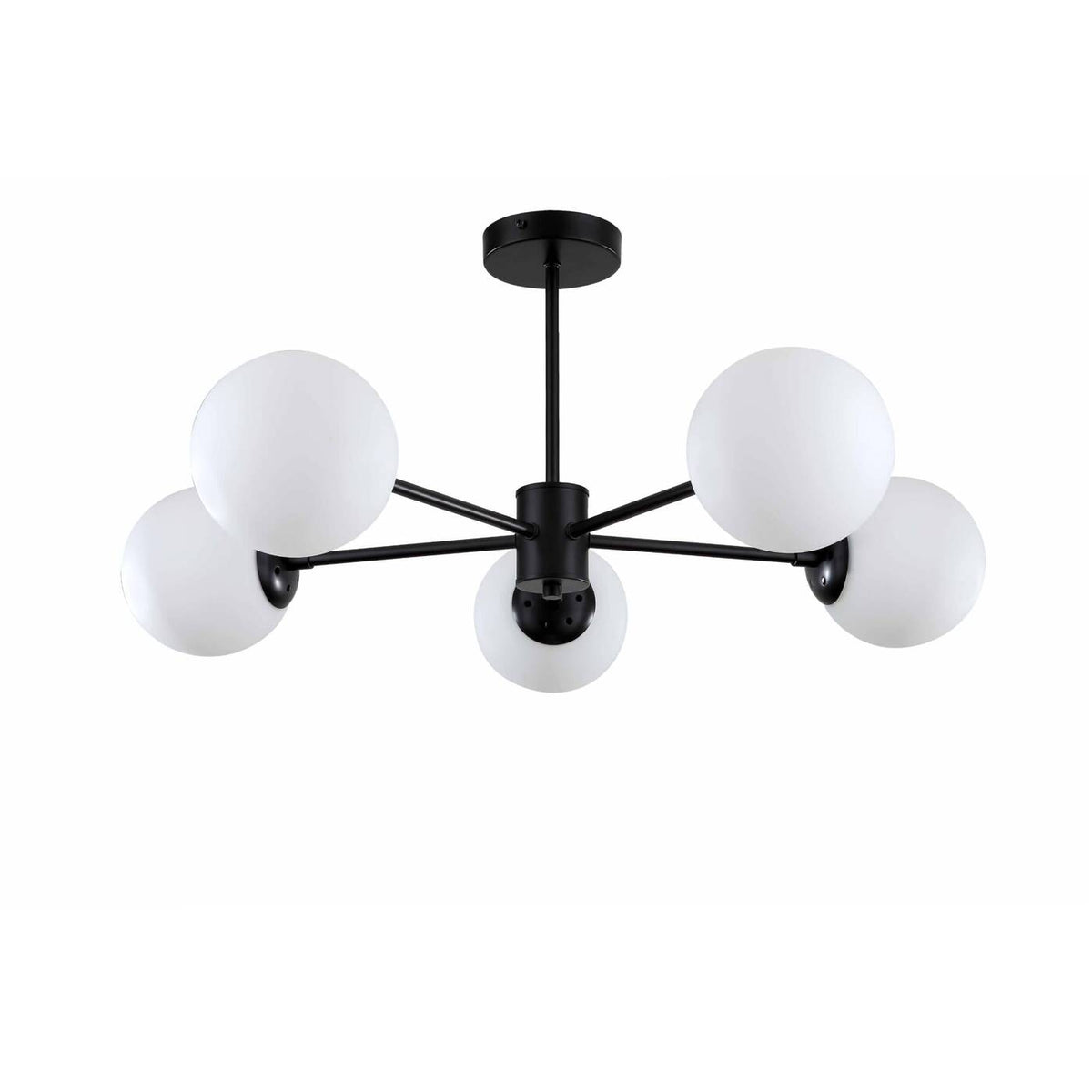 Lampa wisząca Roma 5, czarna z białymi kloszami, 5x40W E14