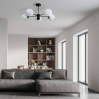 Lampa wisząca Roma 5, czarna z białymi kloszami, 5x40W E14