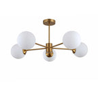Lampa wisząca Roma 5, złota z białymi kloszami, 5x40W E14