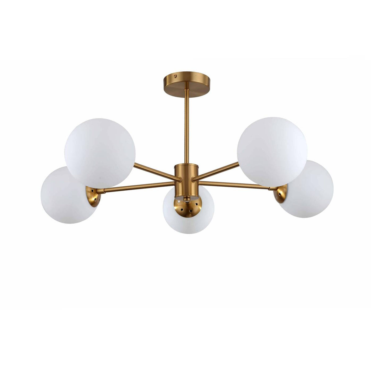 Lampa wisząca Roma 5, złota z białymi kloszami, 5x40W E14