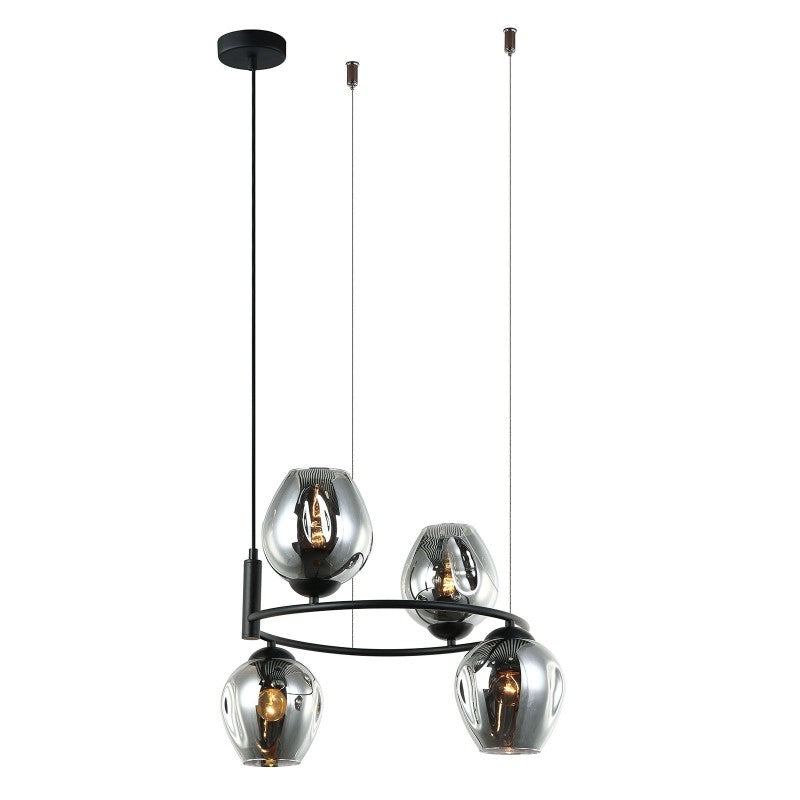 Lampa wisząca Roxane śr. 54cm 4xE27 | czarny/dymiony grafitowy