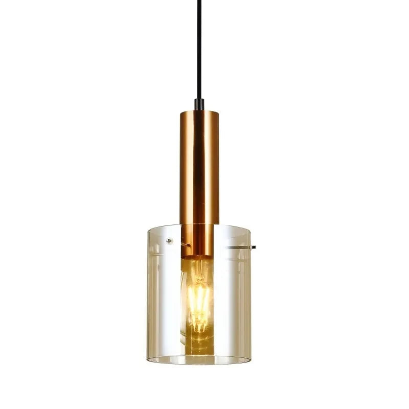 Lampa wisząca SARDO śr. 13cm E27 | czarny/mosiężny/bursztynowy