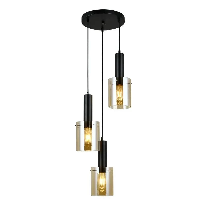 Lampa wisząca SARDO śr. 33cm 3xE27 | czarny/bursztynowy