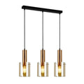 Lampa wisząca SARDO z dymionym kloszem wys. cał. 100cm 3xE27 | czarny/mosiężny