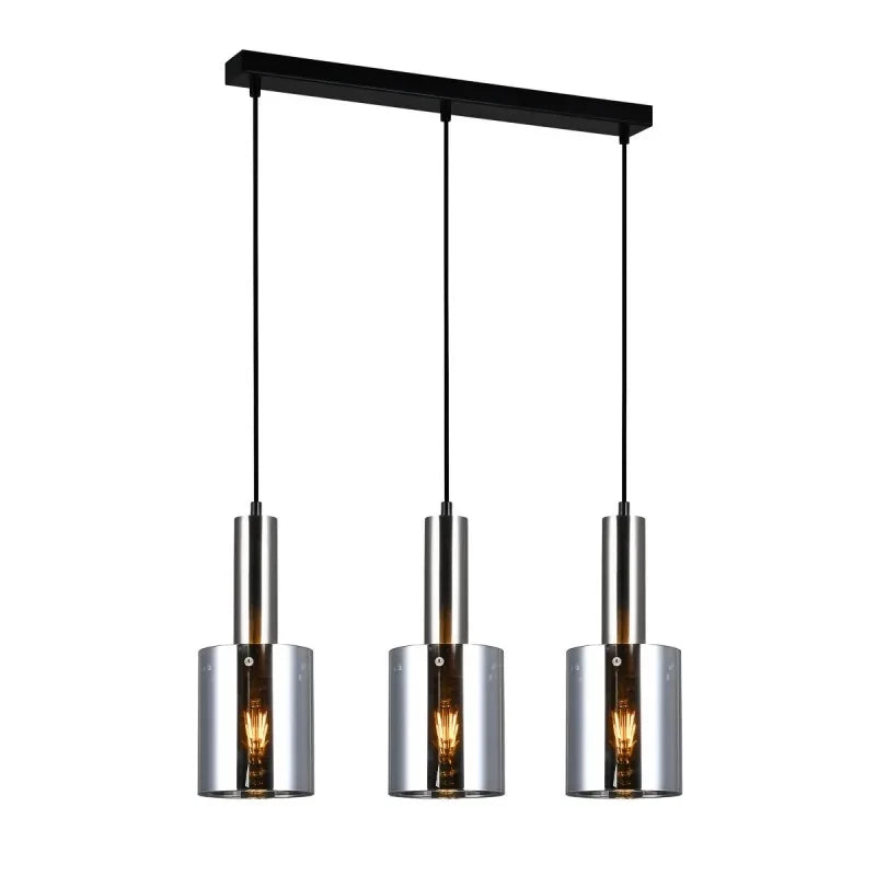 Lampa wisząca SARDO z dymionym kloszem wys. cał. 100cm 3xE27 | nikiel/satynowy