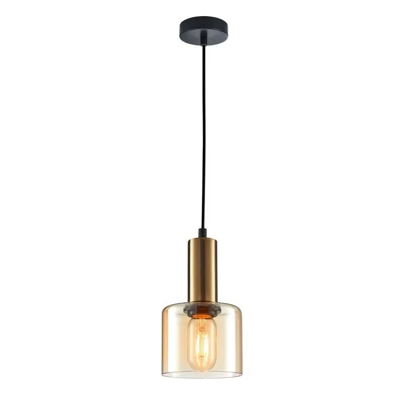 Lampa wisząca Santia z dymionym kloszem wys. cał. 94,5cm E27 | miedziany