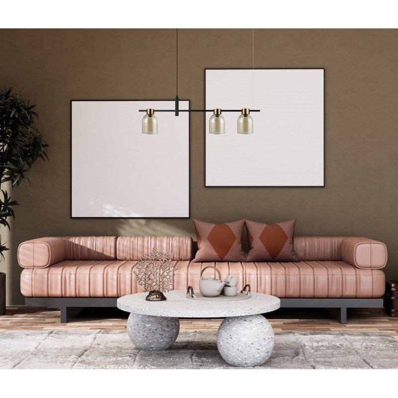 Lampa wisząca Servio dł. 91cm 3xE14 | czarny/bursztynowy