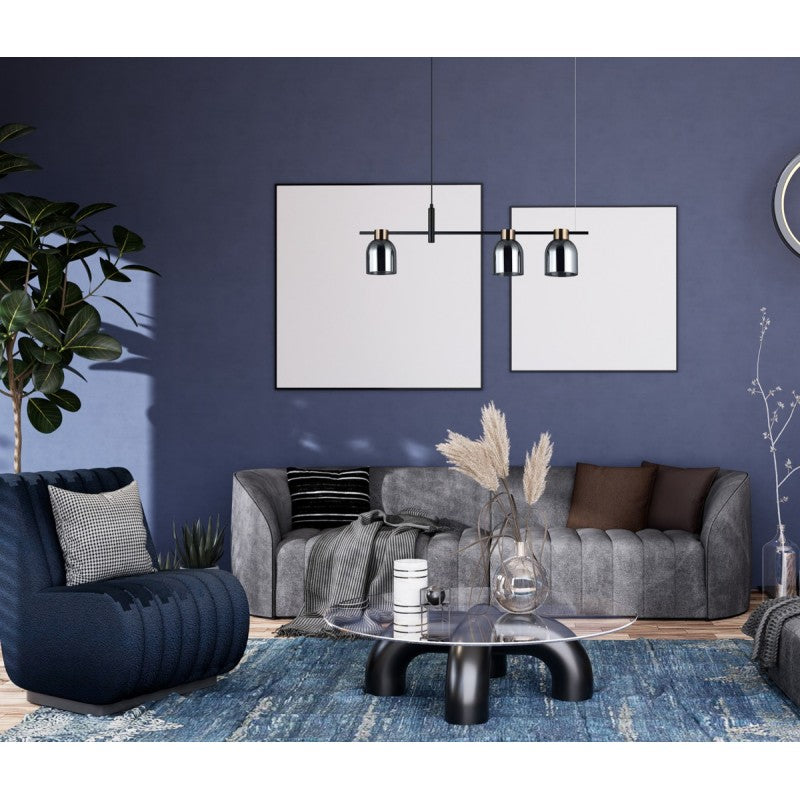 Lampa wisząca Servio dł. 91cm 3xE14 | czarny/grafitowy