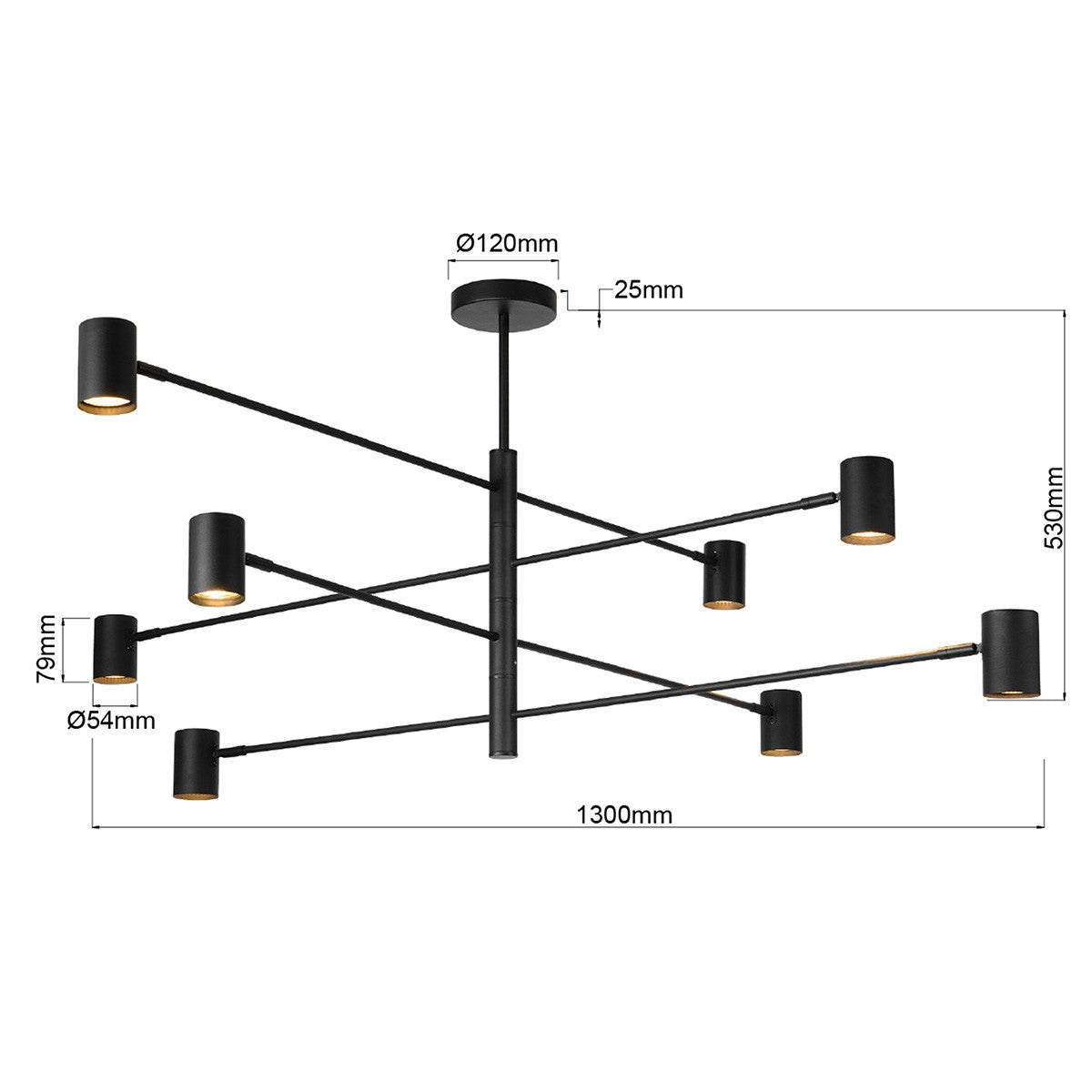 Lampa wisząca Snow 8 czarna 8xGU10