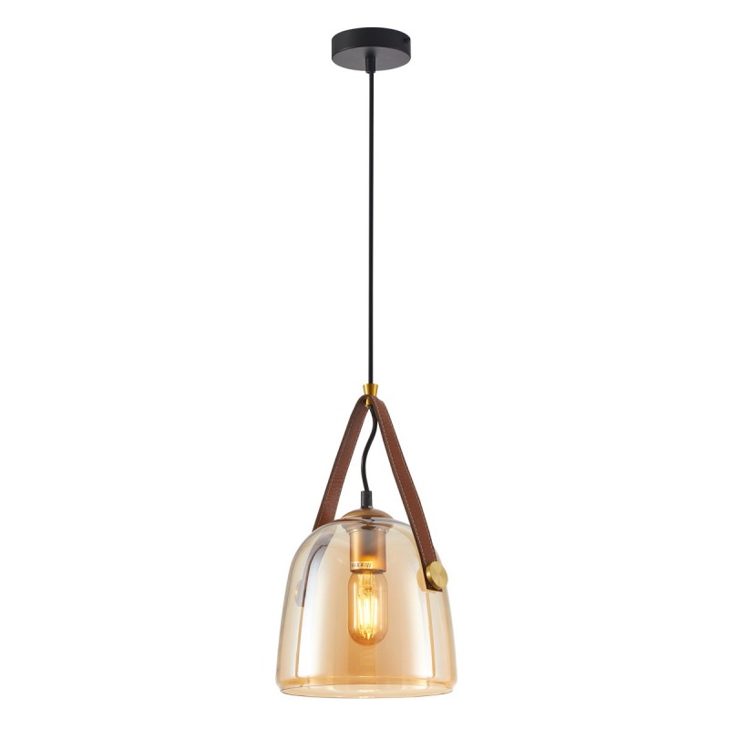Lampa wisząca Solta śr. 20cm E27 | czarny/bursztynowy