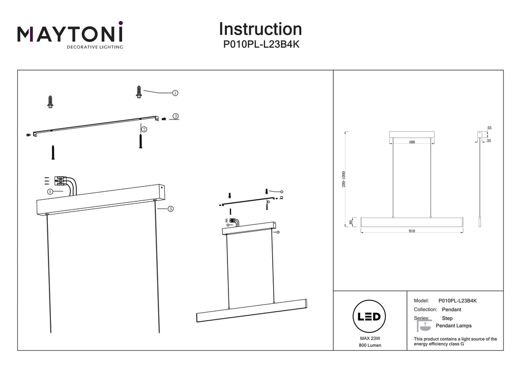 Lampa wisząca Technical Step IP20 x P010PL-L23B4K | Czarny