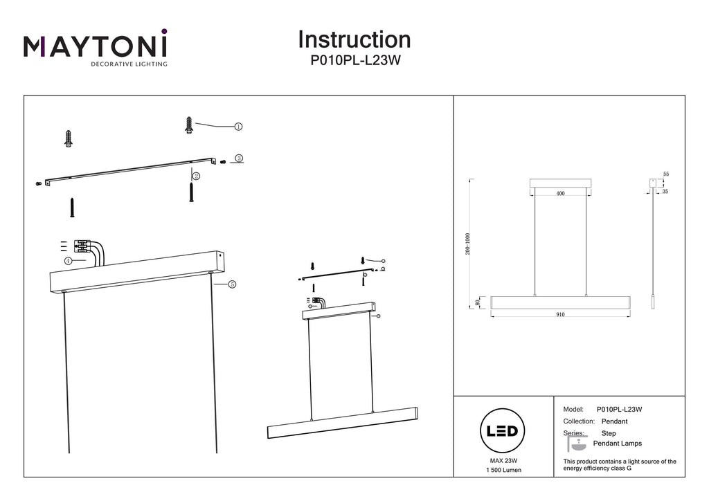 Lampa wisząca Technical Step IP20 x P010PL-L23W | Biały
