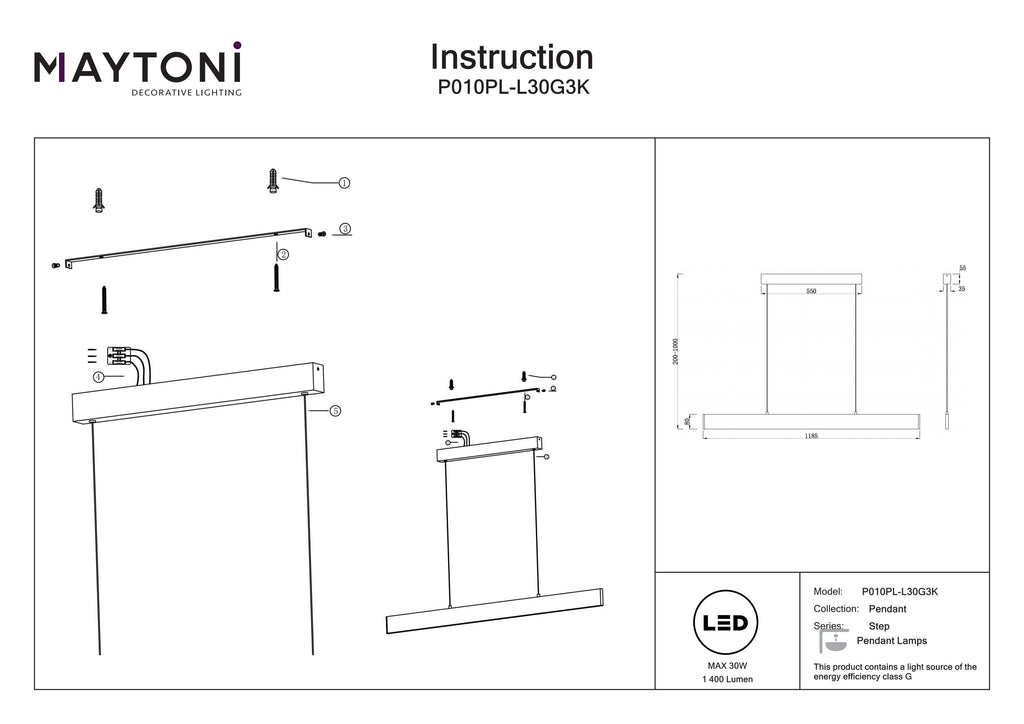 Lampa wisząca Technical Step IP20 x P010PL-L30G3K | Złoto