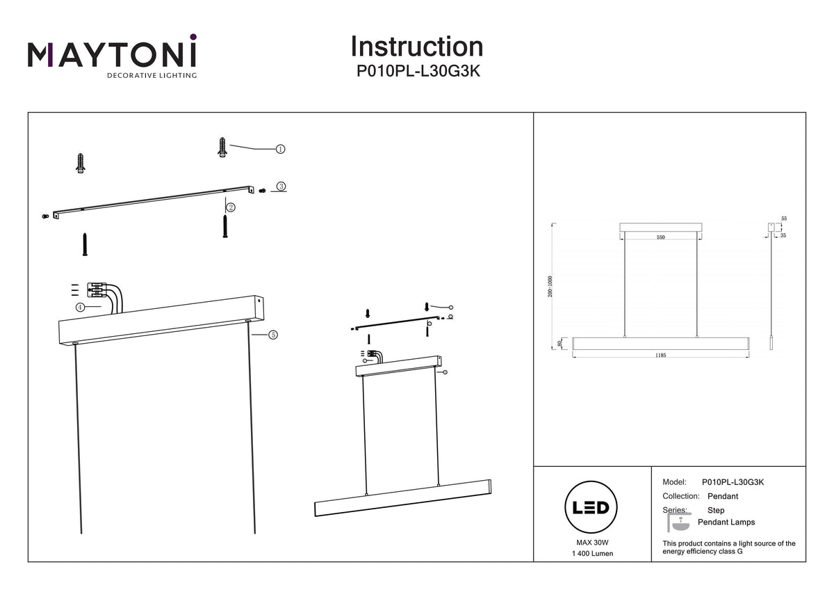 Lampa wisząca Technical Step IP20 x P010PL-L30G3K | Złoto