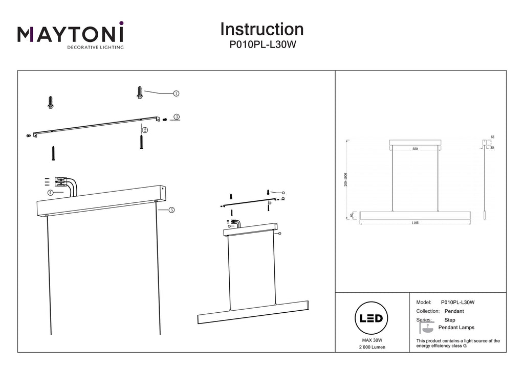 Lampa wisząca Technical Step IP20 x P010PL-L30W | Biały