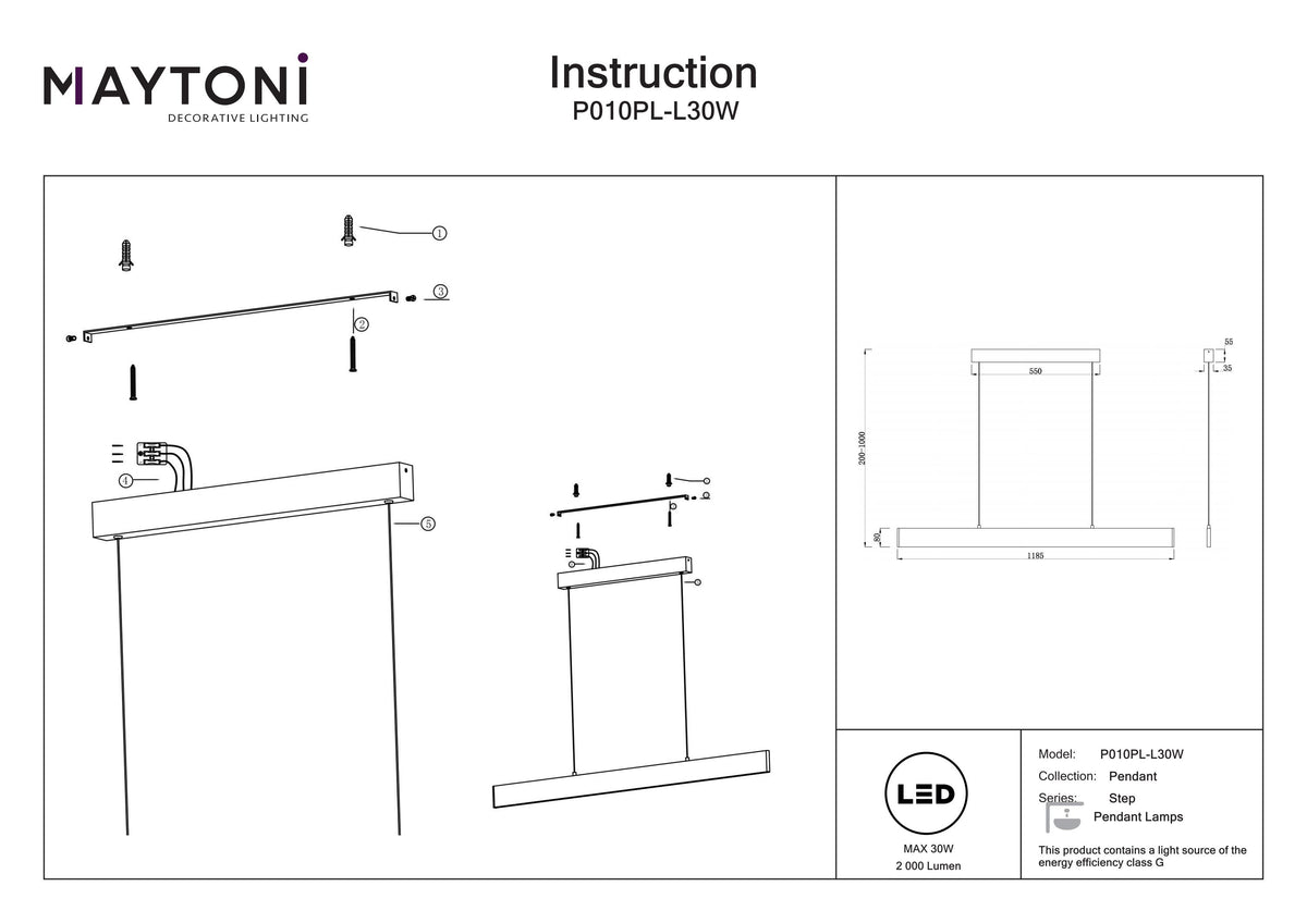 Lampa wisząca Technical Step IP20 x P010PL-L30W | Biały