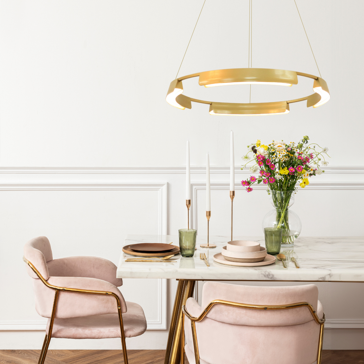 Lampa wisząca Tura 60 cm złota LED CCT