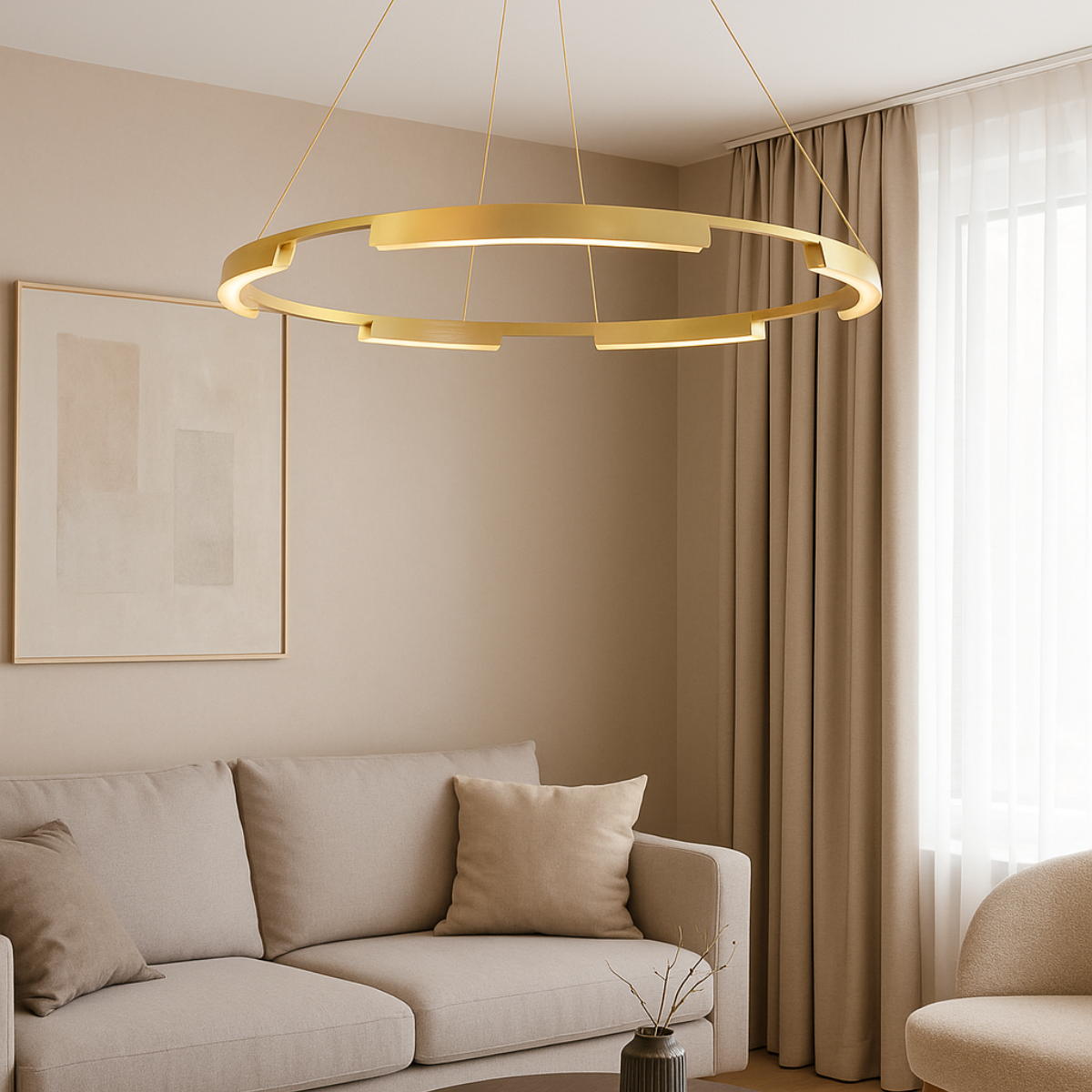Lampa wisząca Tura 80 cm złota LED CCT