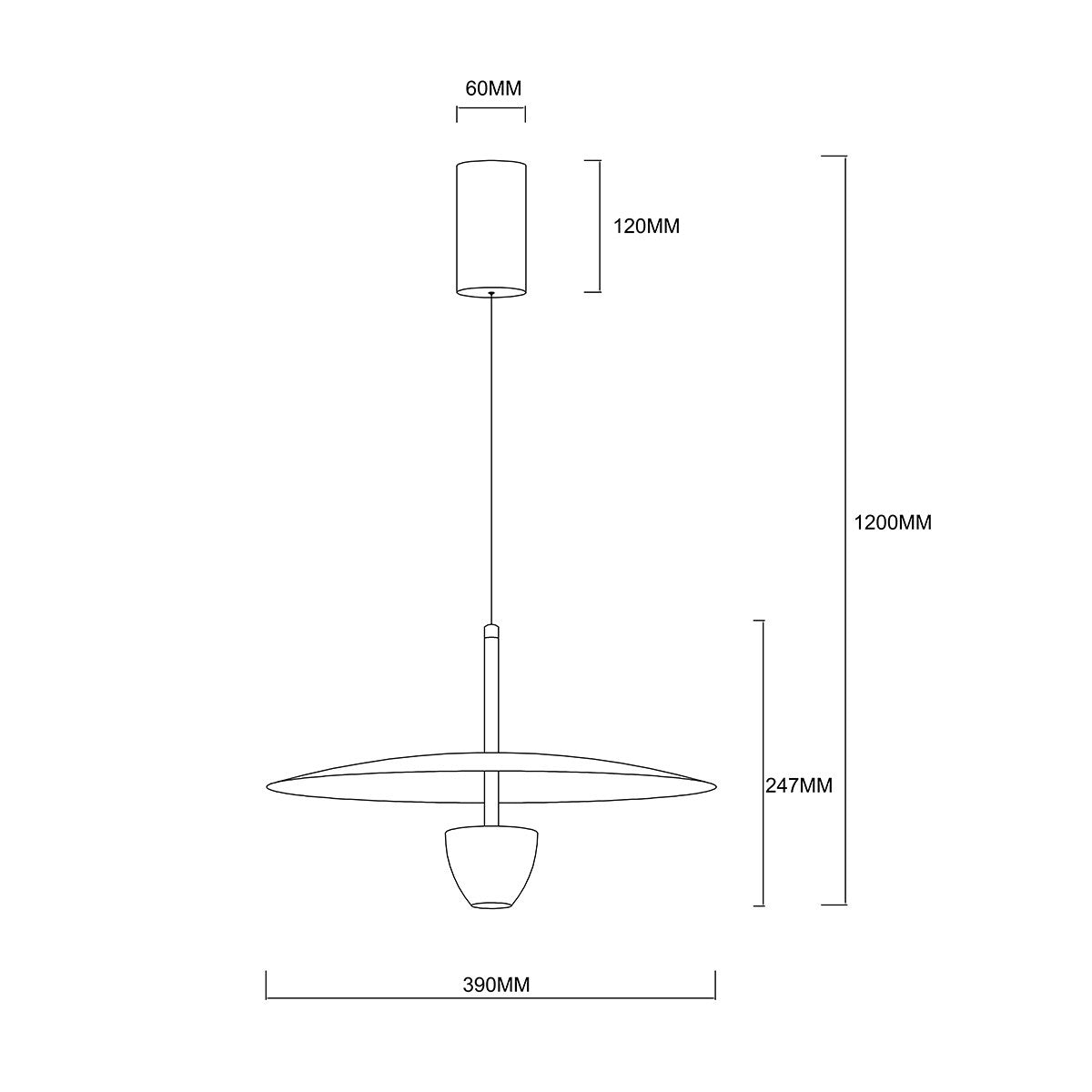 Lampa wisząca Ufo M czarna LED CCT