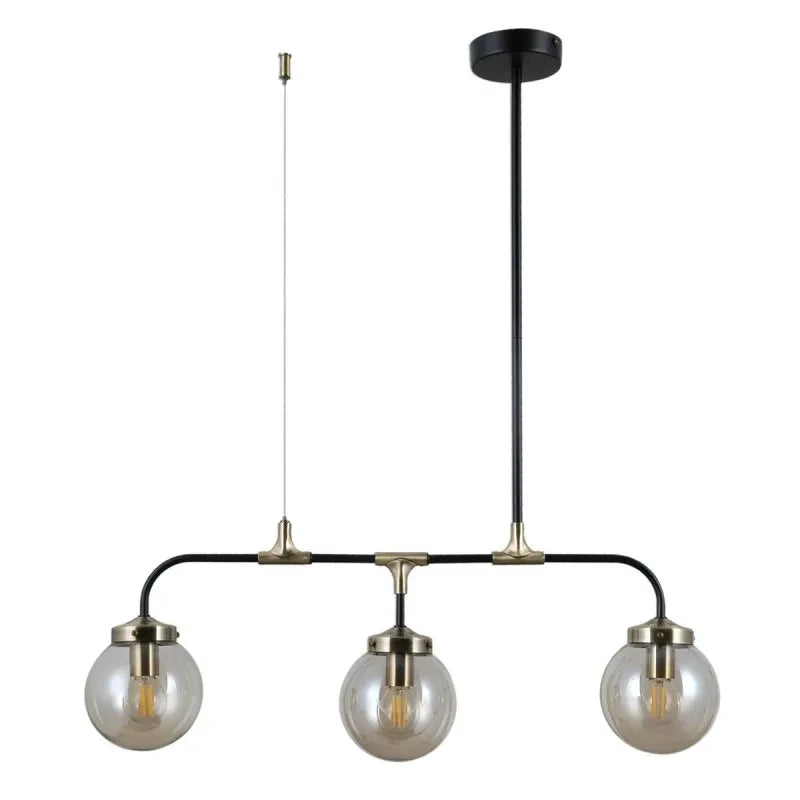 Lampa wisząca VALPENA dł. 78cm 3xE14 | czarny/antyczny brąz