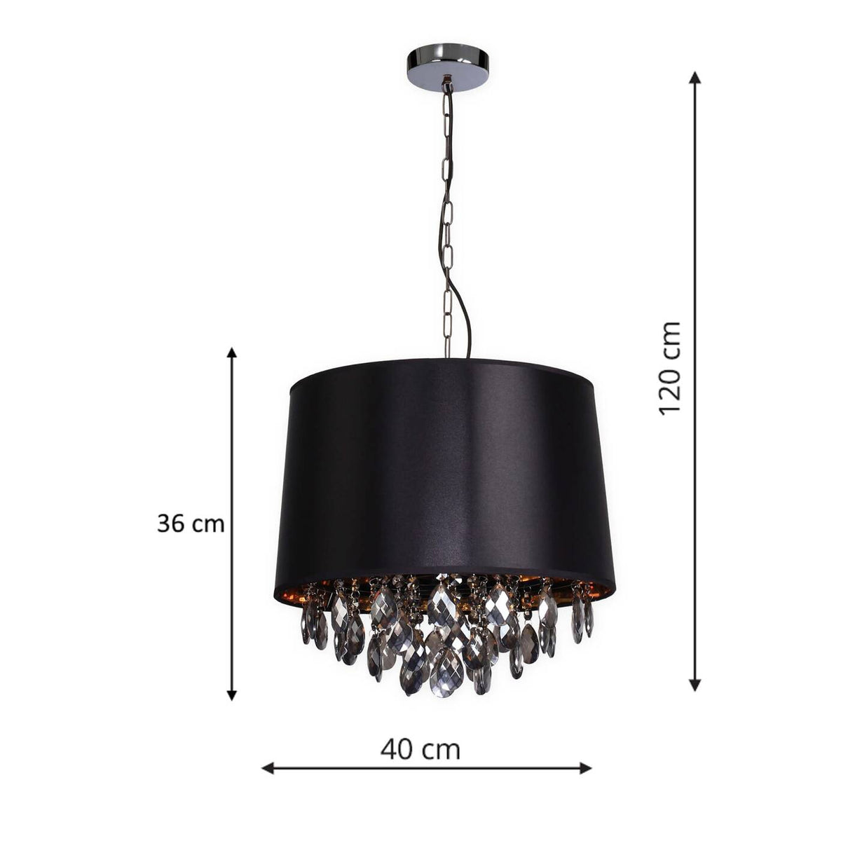 Lampa wisząca VIGO, chrom/czarny/złoty,  2x60W E27