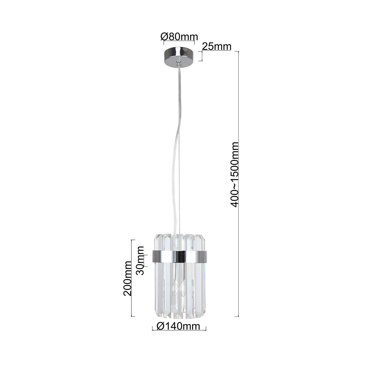Lampa wisząca Vetro 1 chrom 1xE14
