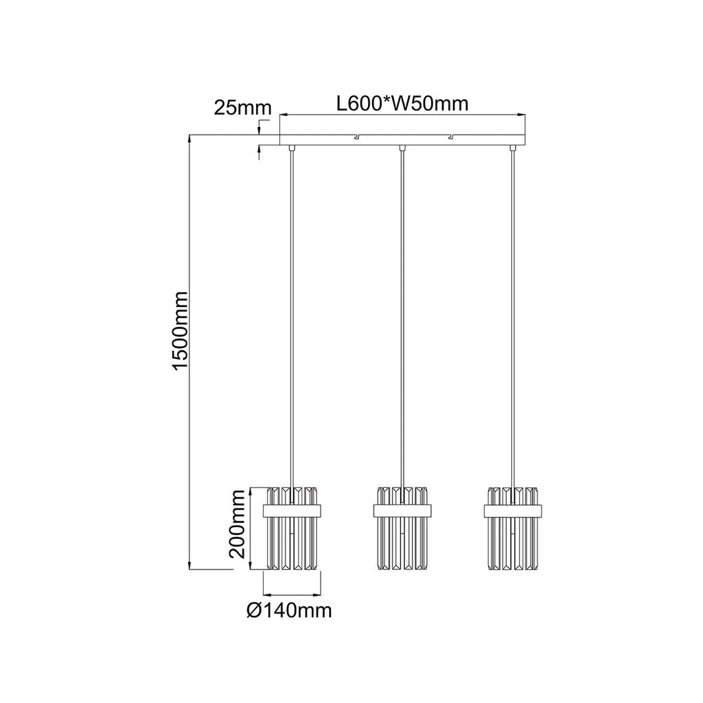 Lampa wisząca Vetro chrom 3xE14