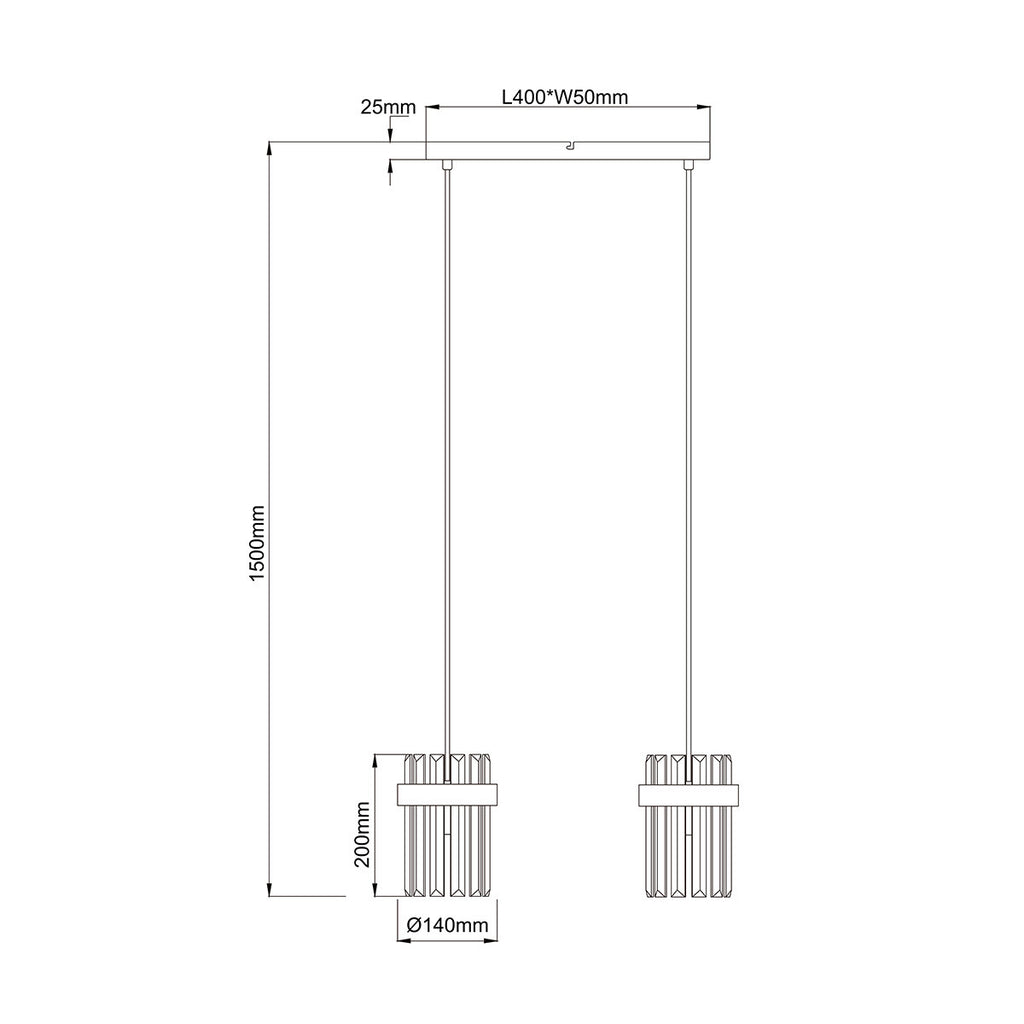 Lampa wisząca Vetro złota 2xE14