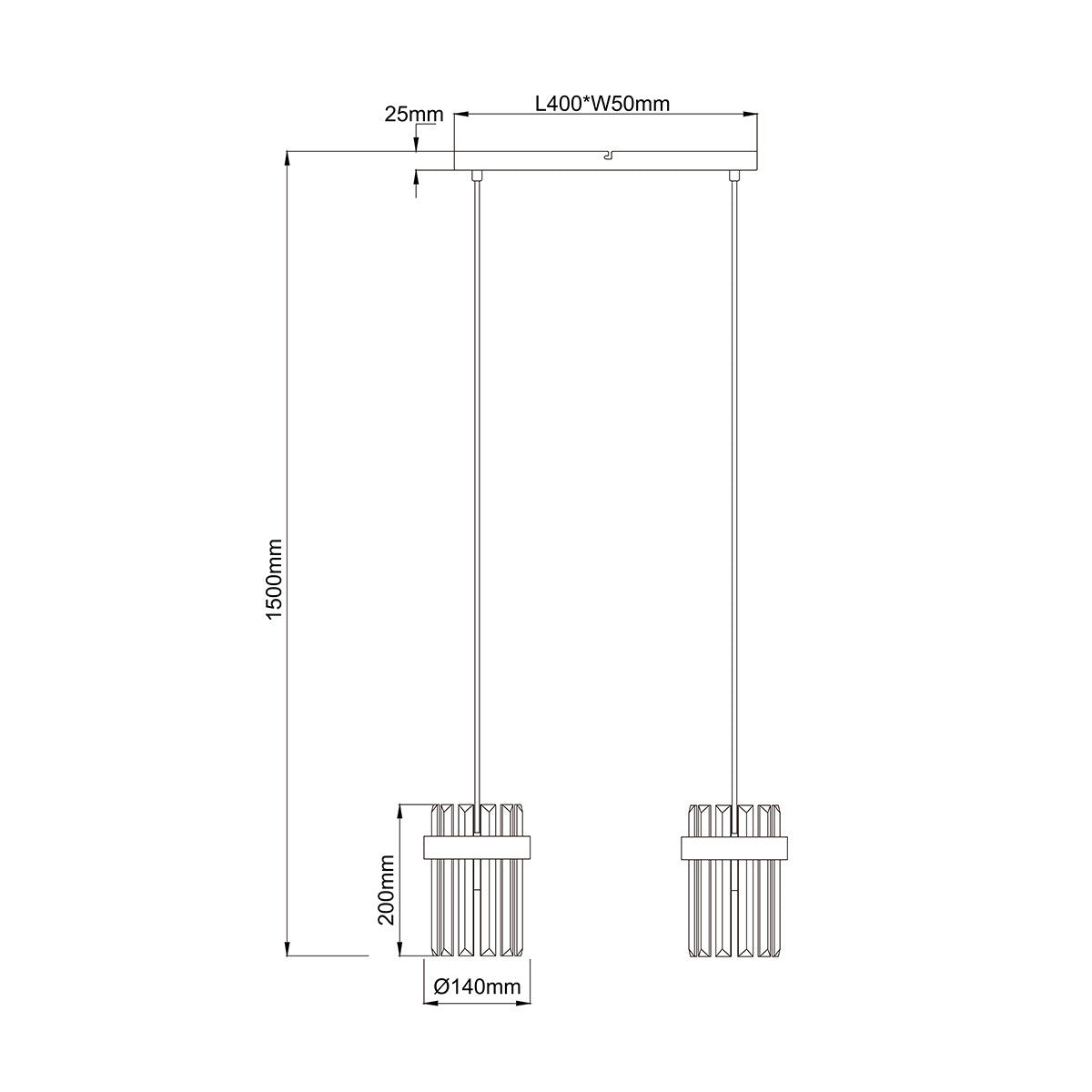 Lampa wisząca Vetro złota 2xE14