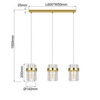 Lampa wisząca Vetro złota 3xE14