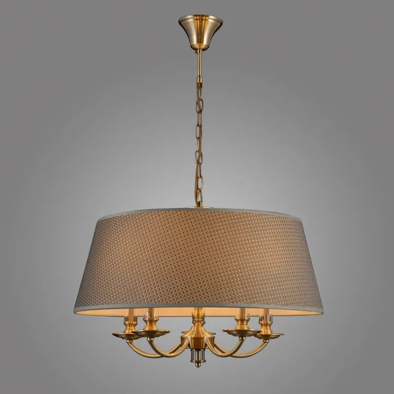 Lampa wisząca Zanobi śr. 60cm 5xE14 | brąz antyczny/szary