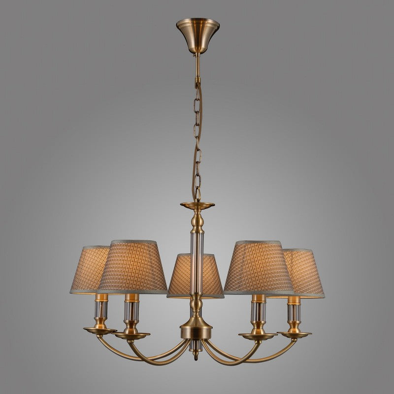 Lampa wisząca Zanobi śr. 67cm 5xE14 | brąz antyczny/szary