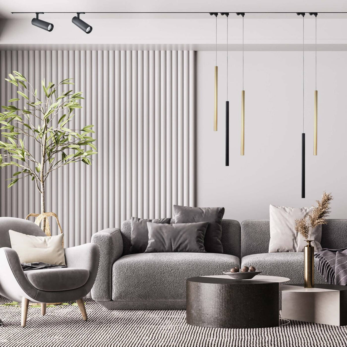 Lampa wisząca do szynoprzewodu LUNGO 3F, złota, 1x5W G9