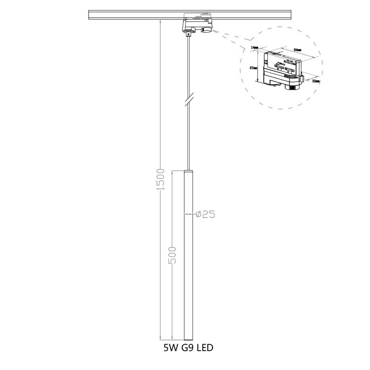 Lampa wisząca do szynoprzewodu LUNGO 3F, złota, 1x5W G9