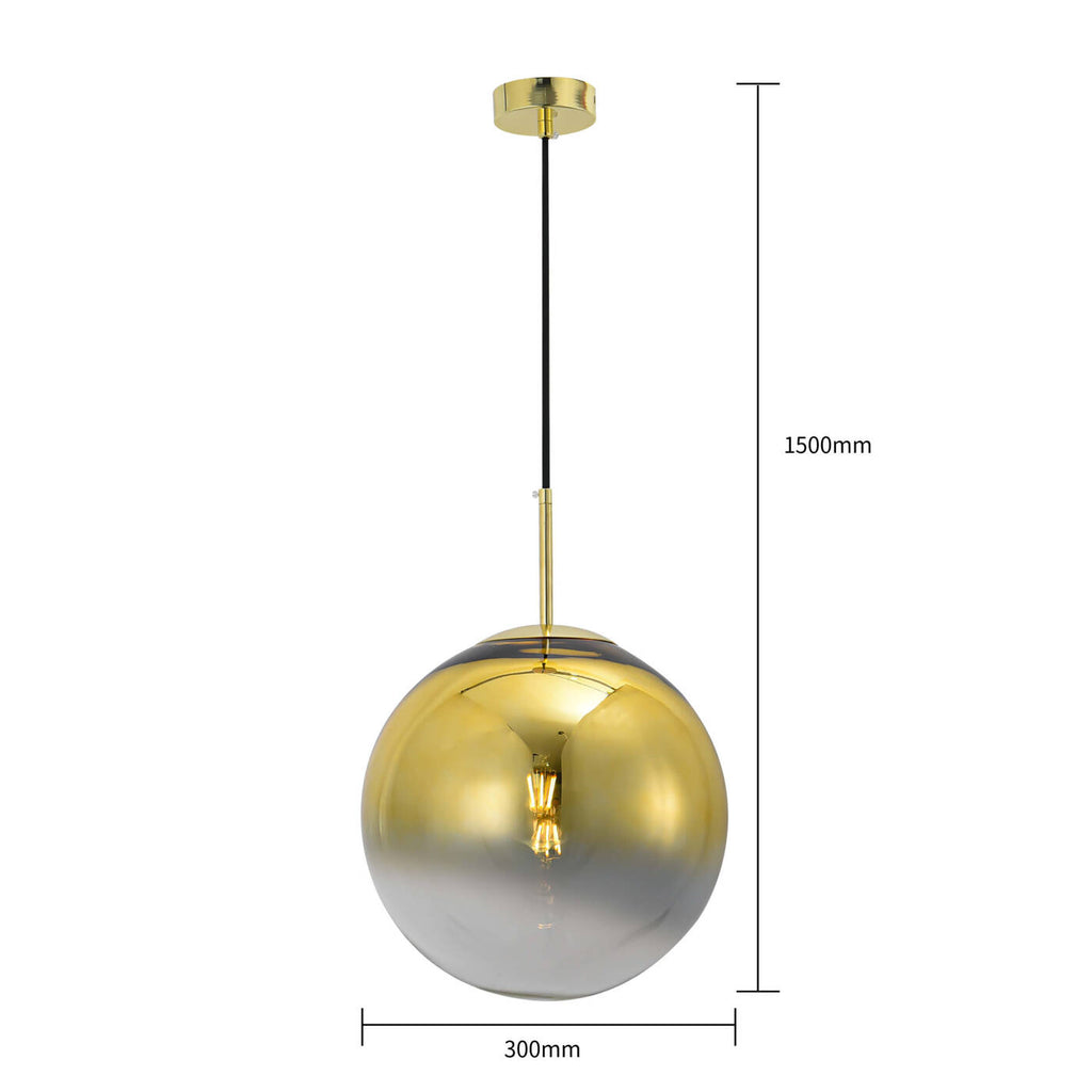 Lampa wisząca szklana kula złota PALLA śr. 30cm