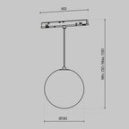 Lampa wisząca szynowa Technical Luna IP20 x TR039-4-5W3K-WW-DS-1 | Czarny