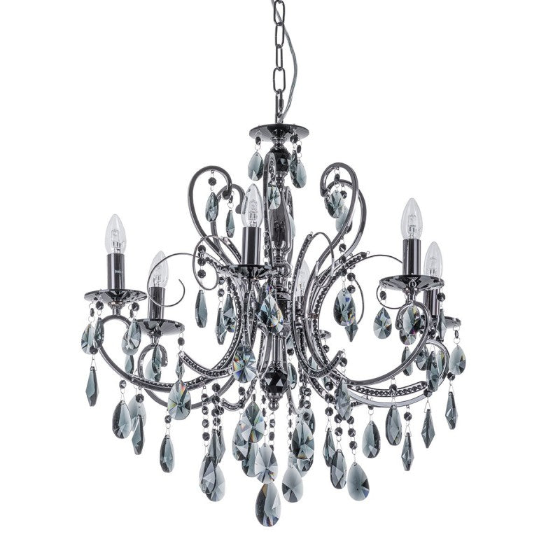 Lampa wisząca żyrandol Barocco śr. 64cm 6xE14 | chrom/czarny
