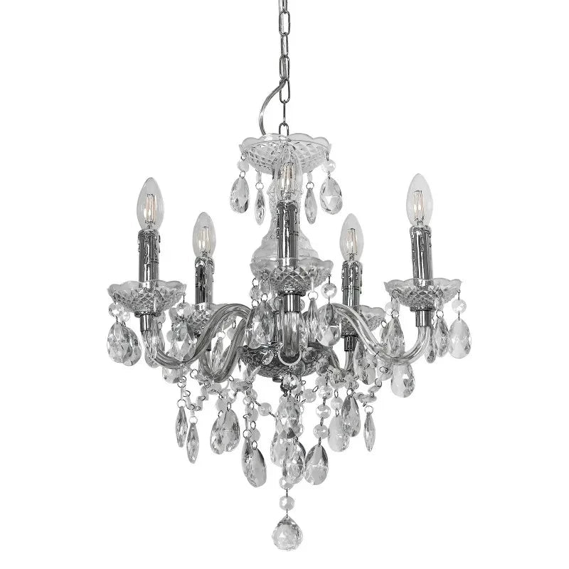 Lampa wisząca żyrandol Whiz śr. 48cm 5xE14 | chrom/transparentny
