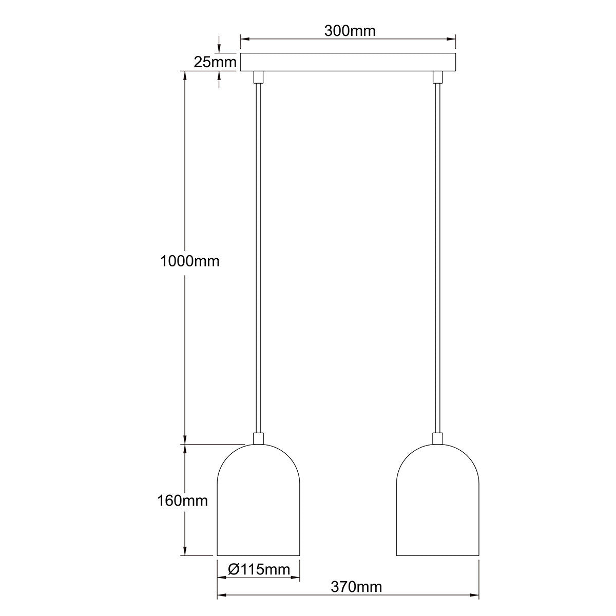 Metalowa lampa wisząca Nilo czarna 2xGU10