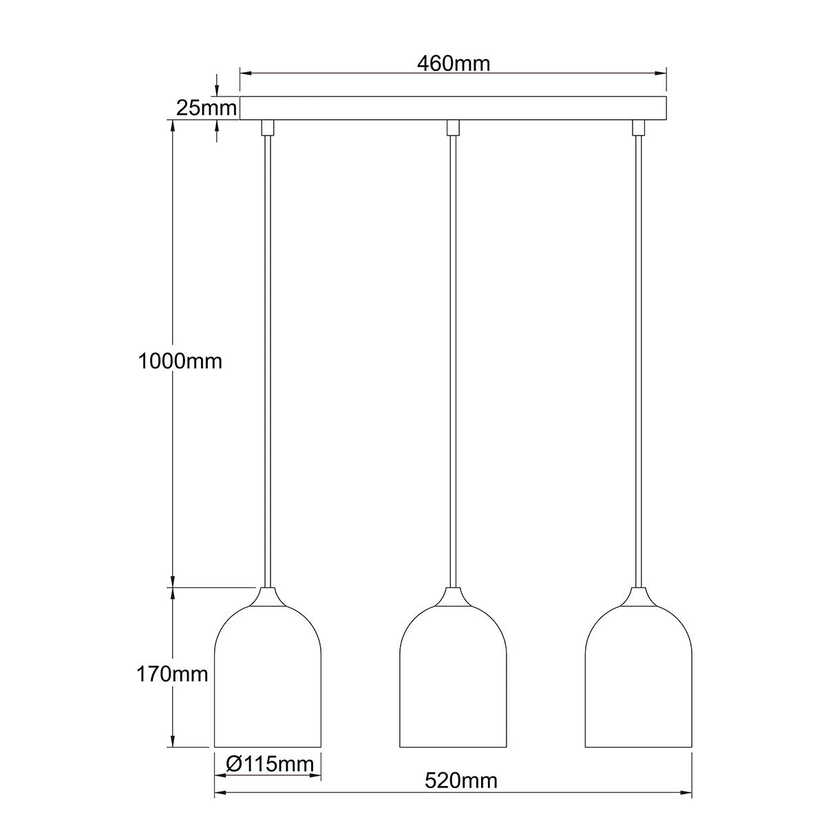 Metalowa lampa wisząca Nilo czarna 3xGU10