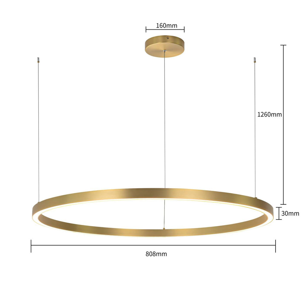Midway lampa wisząca pierścień duża śr.80 cm 54W | złoty