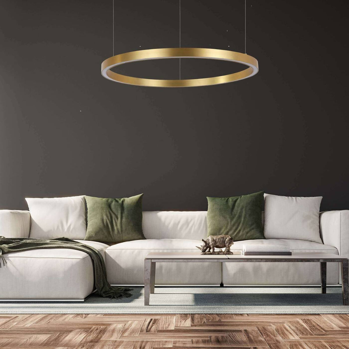 Midway lampa wisząca pierścień duża śr.80 cm 54W | złoty