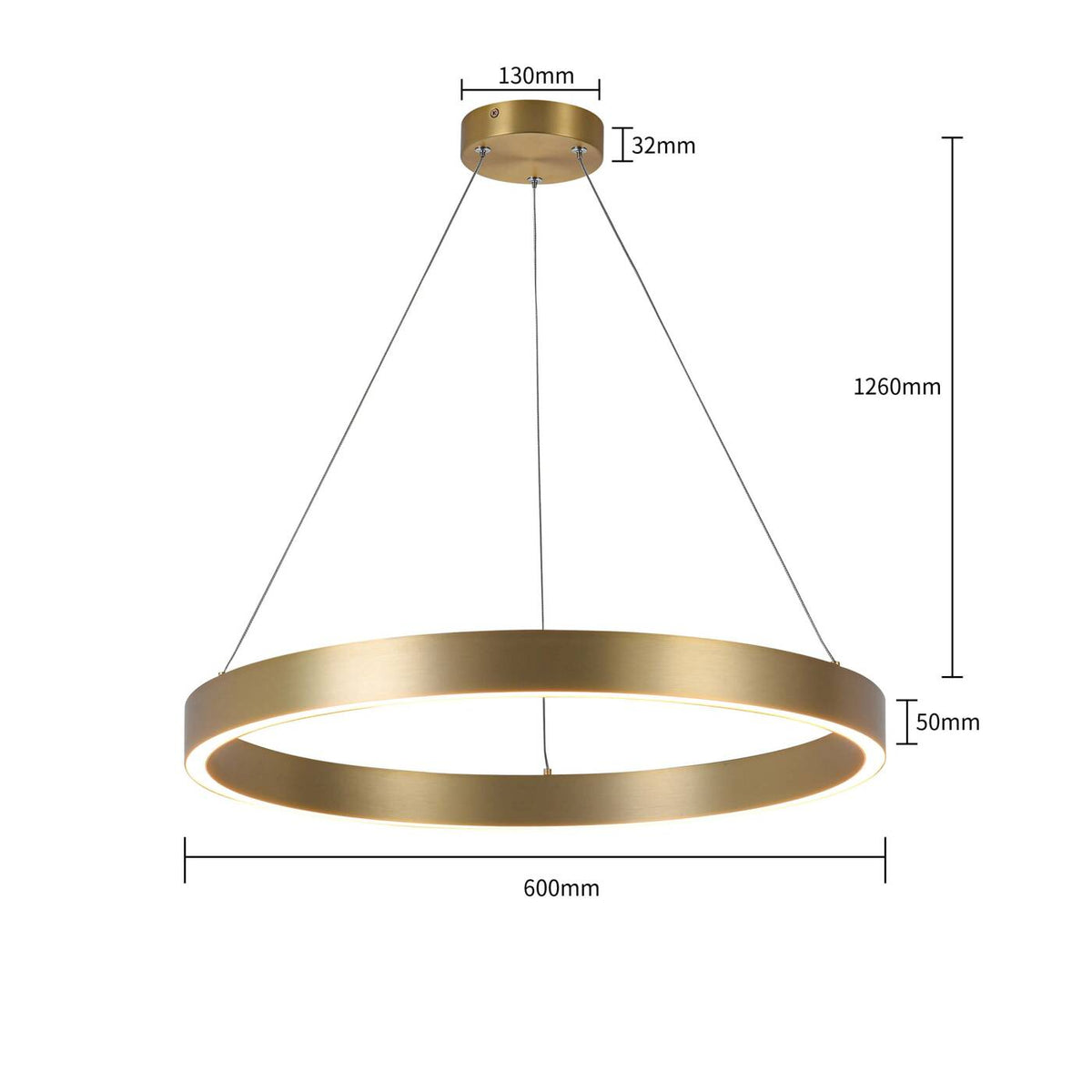Midway lampa wisząca pierścień mała śr.60 cm 40W | złoty