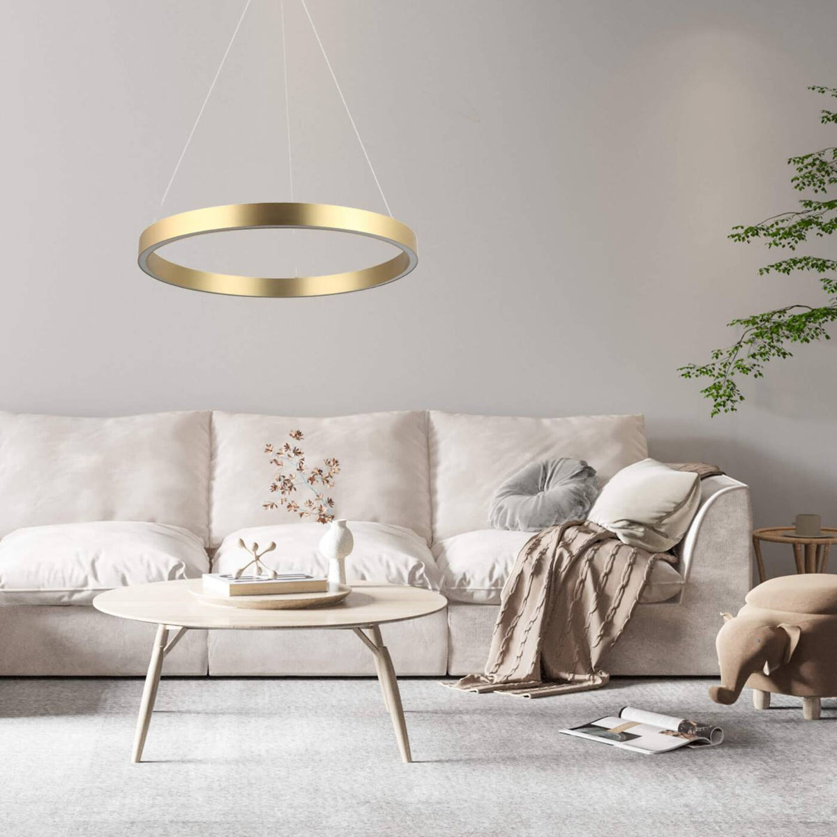 Midway lampa wisząca pierścień mała śr.60 cm 40W | złoty