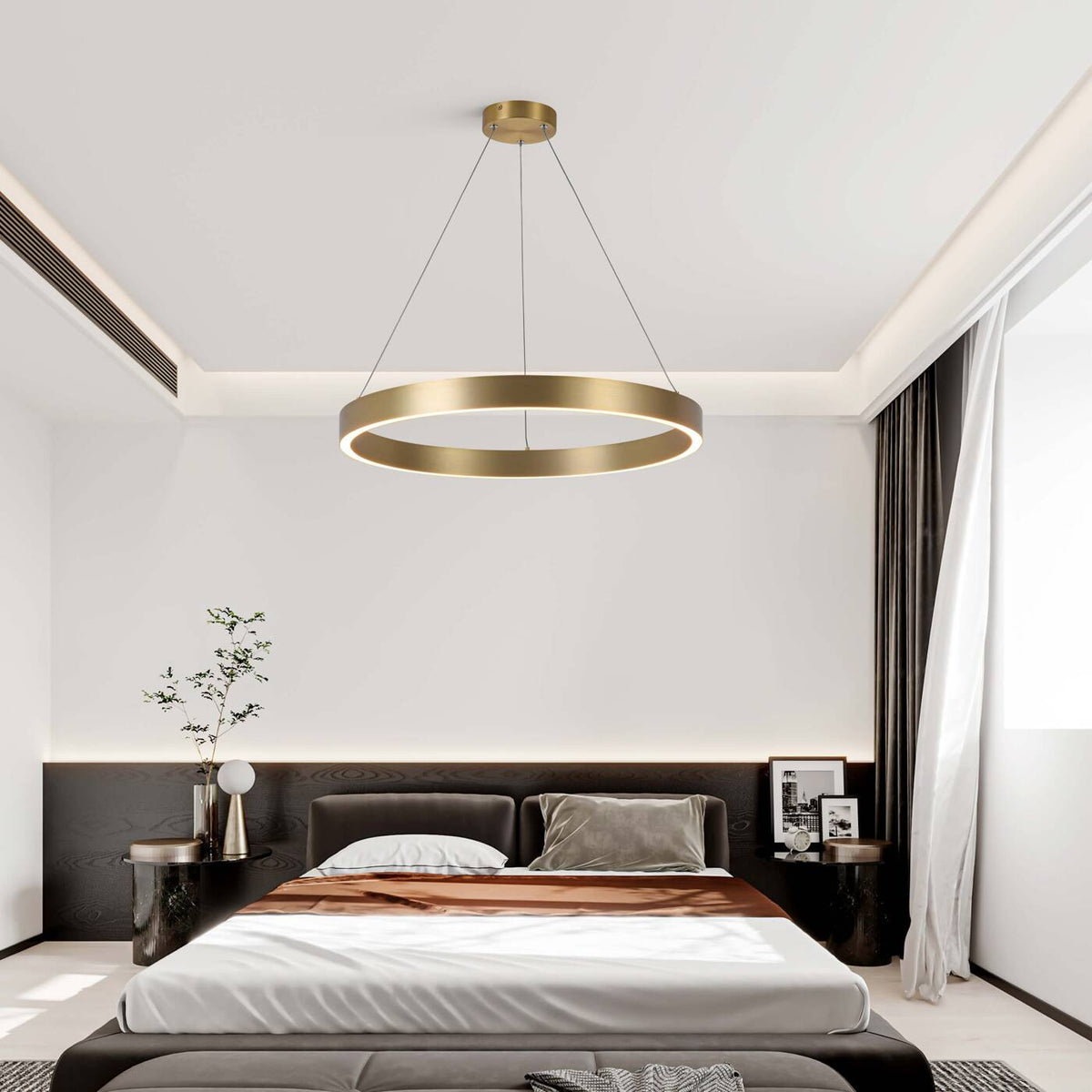 Midway lampa wisząca pierścień mała śr.60 cm 40W | złoty