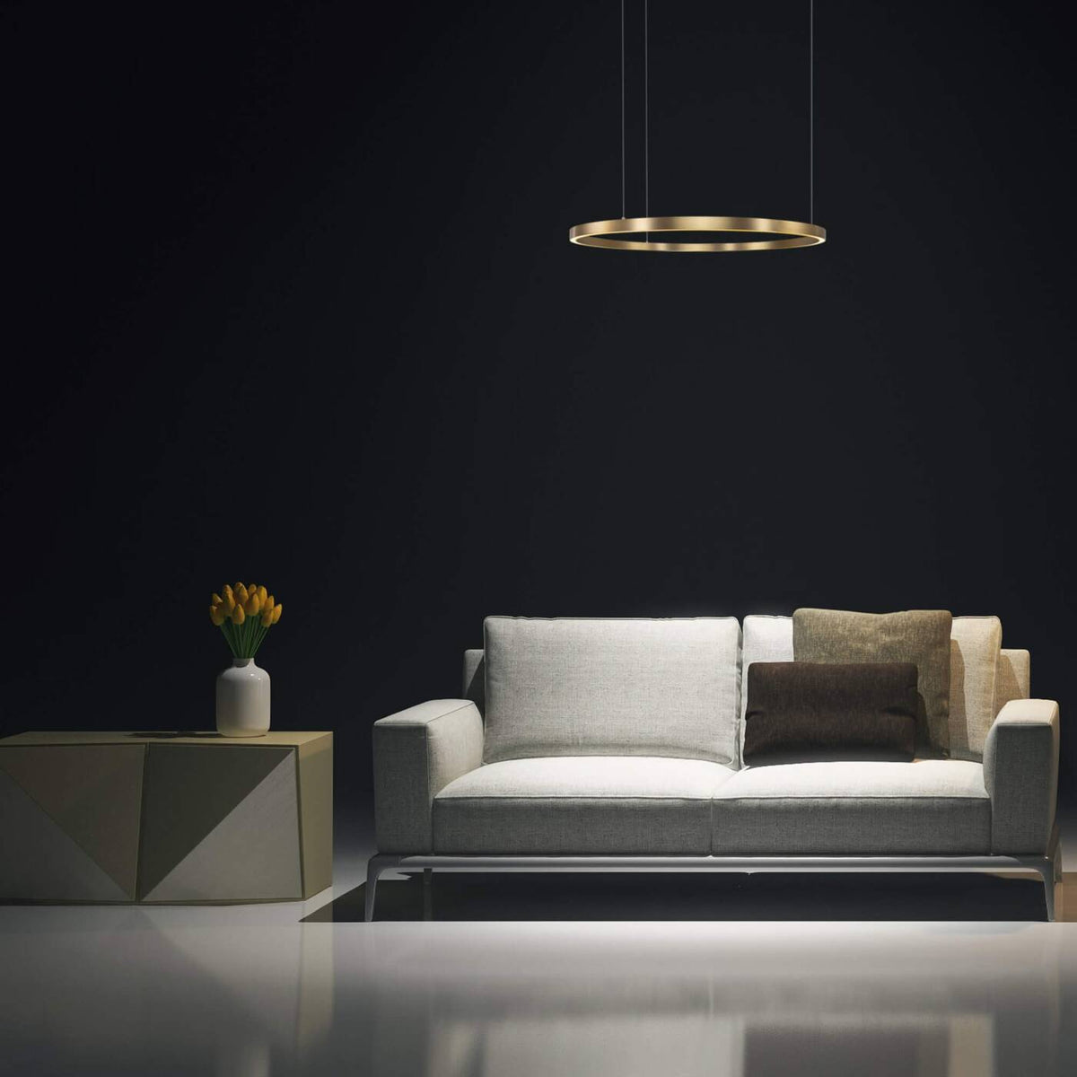 Midway lampa wisząca pierścień mała śr.60 cm 40W | złoty