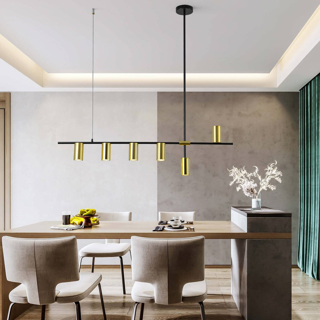 Nowoczesna lampa wisząca ARIZONA  6, czarny/złoty, 6x40W GU10